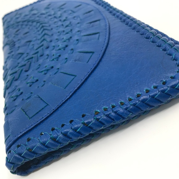 Leather Boho Blue Wallet